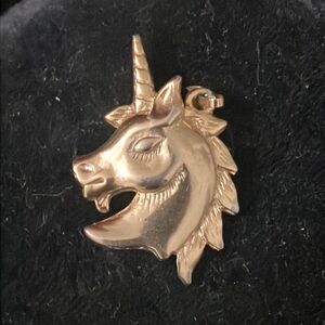 Vintage Gold-tone Unicorn Head Pendant